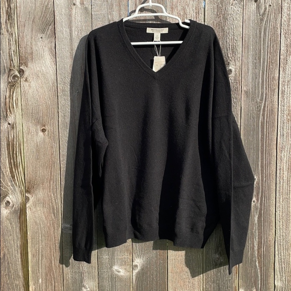 NWT - Black Cashmere V-neck Sweater size 3x